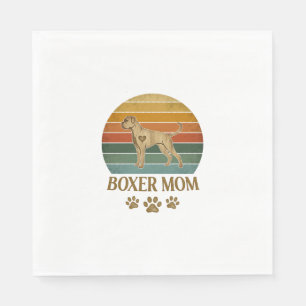 Boxer Mom Dog Retro Sunset Paw Prints_1 Napkin