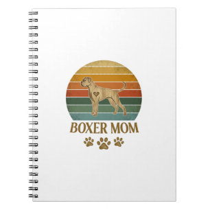 Boxer Mom Dog Retro Sunset Paw Prints_1 Notebook