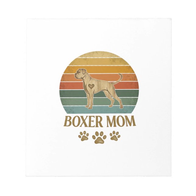 Boxer Mom Dog Retro Sunset Paw Prints_1 Notepad (Front)
