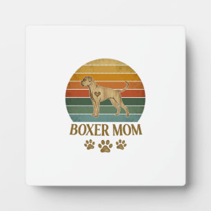 Boxer Mom Dog Retro Sunset Paw Prints_1 Plaque