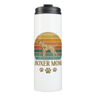 Boxer Mom Dog Retro Sunset Paw Prints_1 Thermal Tumbler