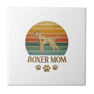 Boxer Mom Dog Retro Sunset Paw Prints_1 Tile