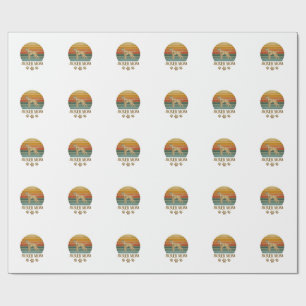 Boxer Mom Dog Retro Sunset Paw Prints_1 Wrapping Paper