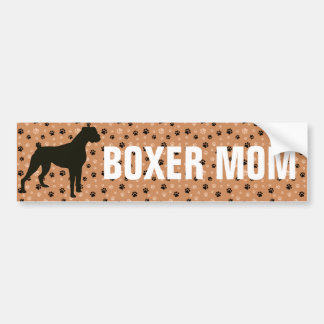 Boxer Mom dog silhouette paw prints Bumper Sticker