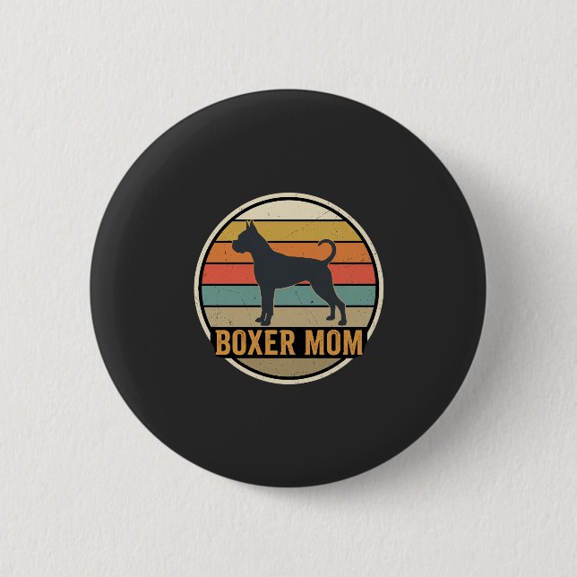 Boxer Mom Retro Sunset Dog 2 Inch Round Button (Front)