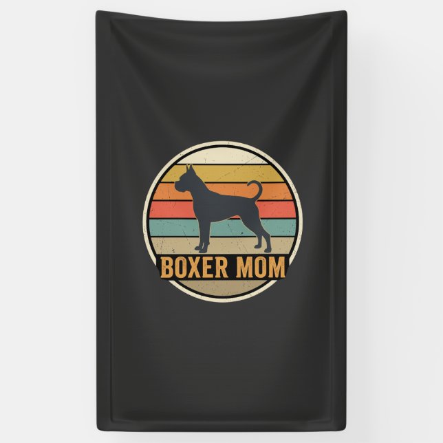 Boxer Mom Retro Sunset Dog Banner (Vertical)