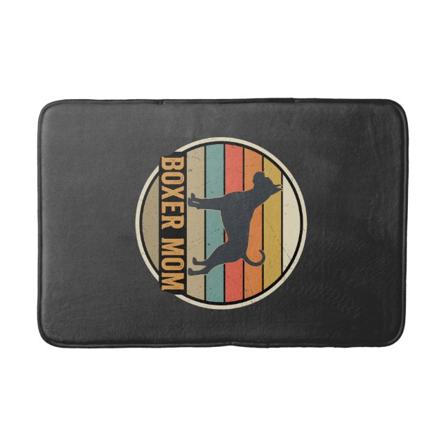 Boxer Mom Retro Sunset Dog Bath Mat (Front)