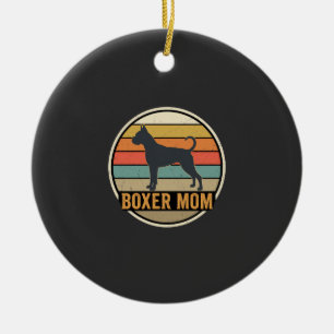 Boxer Mom Retro Sunset Dog Ceramic Ornament