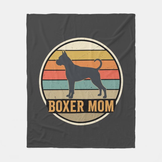 Boxer Mom Retro Sunset Dog Fleece Blanket (Front)