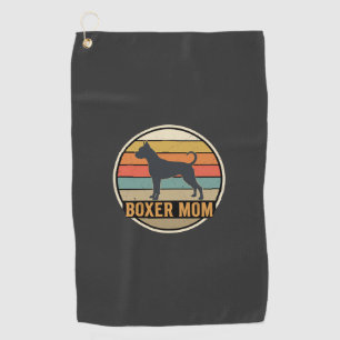 Boxer Mom Retro Sunset Dog Golf Towel