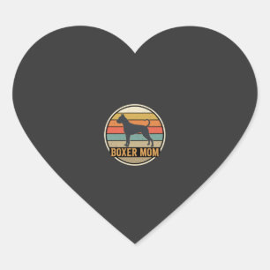 Boxer Mom Retro Sunset Dog Heart Sticker