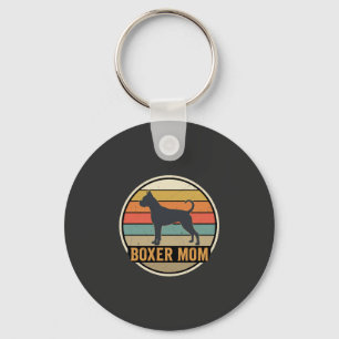 Boxer Mom Retro Sunset Dog Keychain