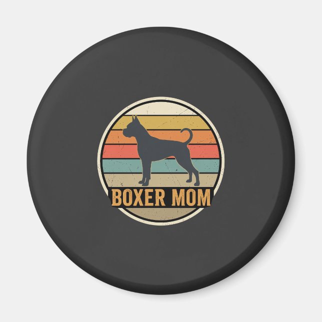 Boxer Mom Retro Sunset Dog Magnet (Front)