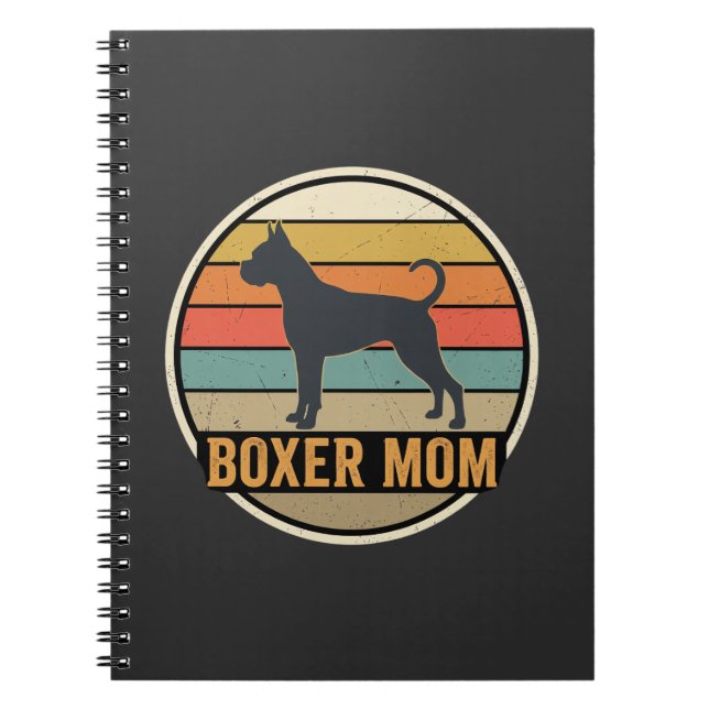 Boxer Mom Retro Sunset Dog Notebook (Front)