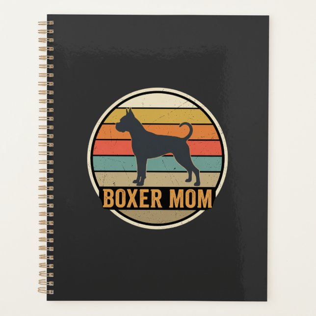 Boxer Mom Retro Sunset Dog Planner (Front)