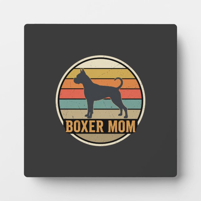 Boxer Mom Retro Sunset Dog Plaque (Front)