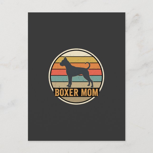 Boxer Mom Retro Sunset Dog Postcard (Front)