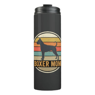 Boxer Mom Retro Sunset Dog Thermal Tumbler