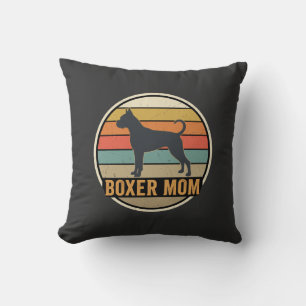 Boxer Mom Retro Sunset Dog Throw Pillow