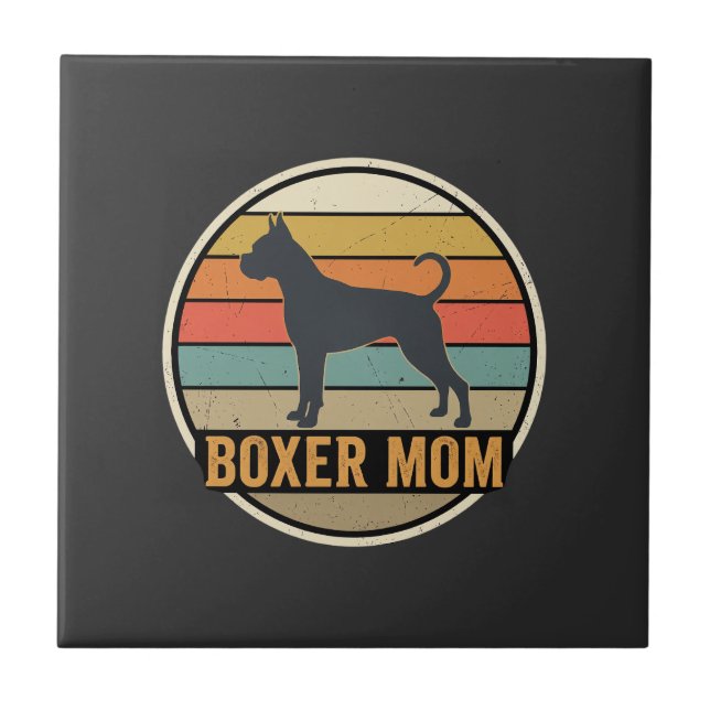 Boxer Mom Retro Sunset Dog Tile (Front)