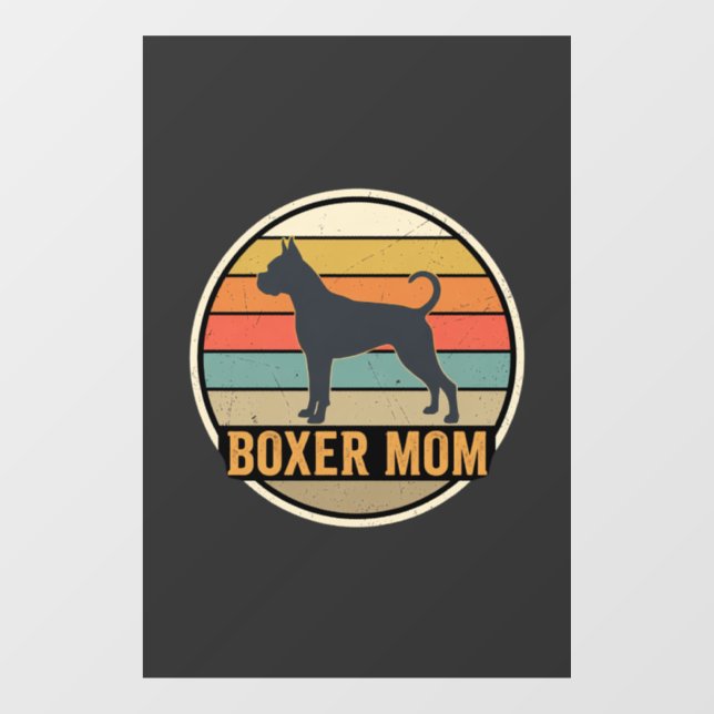 Boxer Mom Retro Sunset Dog Window Cling (Sheet)