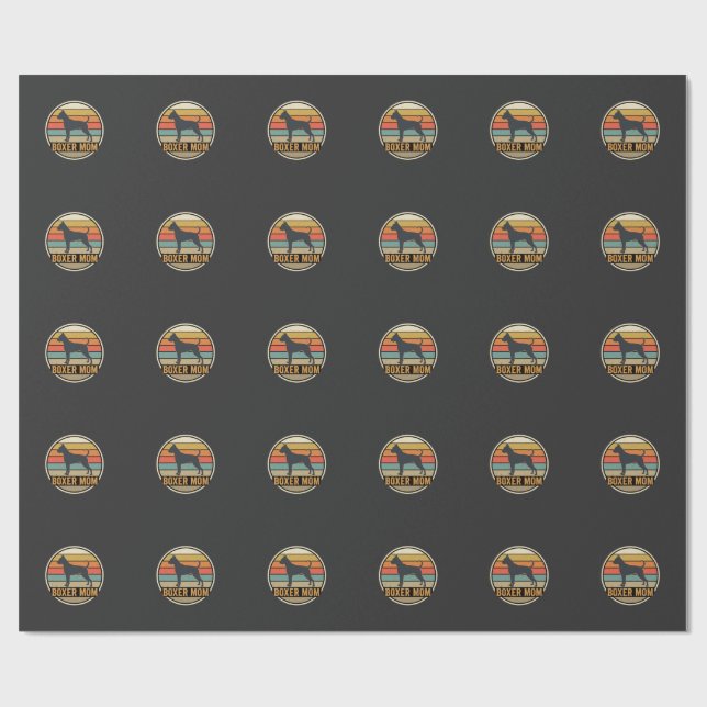 Boxer Mom Retro Sunset Dog Wrapping Paper (Flat)