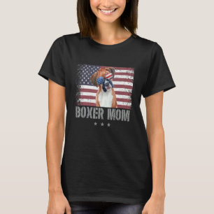 Boxer Mom Retro Usa American Flag Patriotic 4th Of T-Shirt