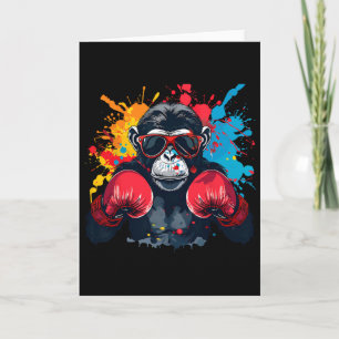 Boxer Monkey With Boxing Gloves Kickboxing Funny B Card