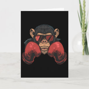 Boxer Monkey With Boxing Gloves Kickboxing Funny B Card