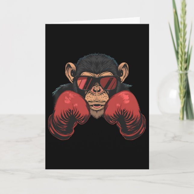 Boxer Monkey With Boxing Gloves Kickboxing Funny B Card (Front)