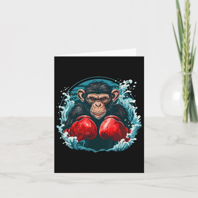 Boxer Monkey With Boxing Gloves Kickboxing Funny B Card (Front)