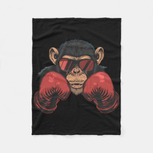 Boxer Monkey With Boxing Gloves Kickboxing Funny B Fleece Blanket