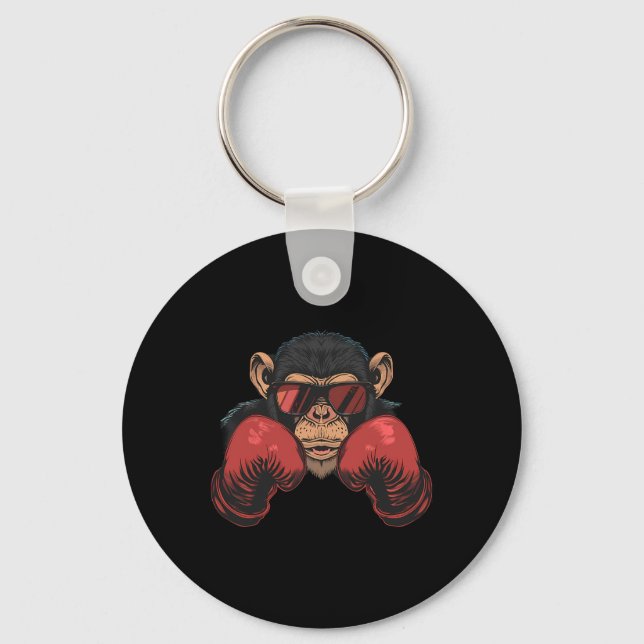 Boxer Monkey With Boxing Gloves Kickboxing Funny B Keychain (Front)