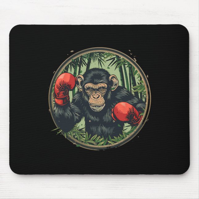 Boxer Monkey With Boxing Gloves Kickboxing Funny B Mouse Pad (Front)