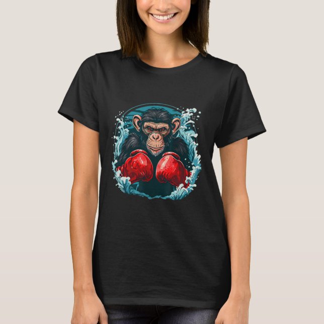 Boxer Monkey With Boxing Gloves Kickboxing Funny B T-Shirt (Front)
