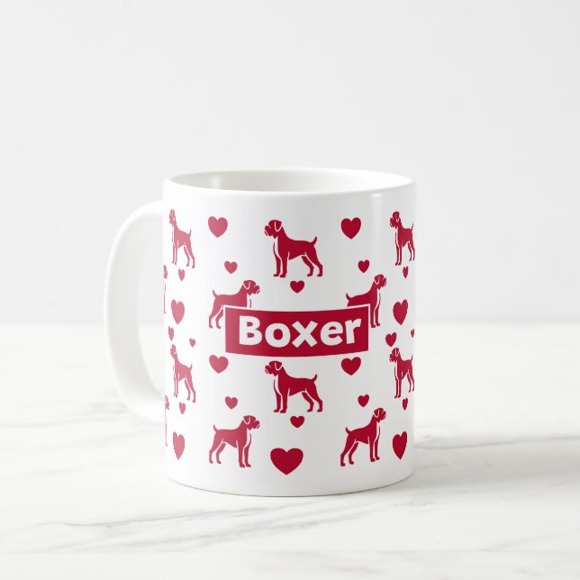 Boxer Mug Avec Coeurs Rouges (Devant gauche)