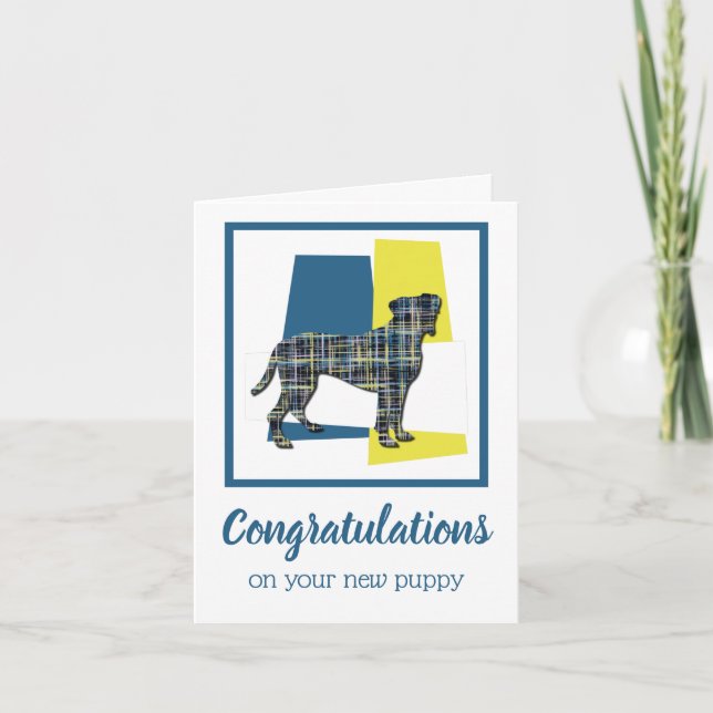 Boxer New Puppy Congratulations Greeting Card (Front)
