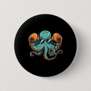 Boxer Octopus Lover Ocean Sea Creature Funny Boxin 2 Inch Round Button