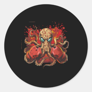 Boxer Octopus Lover Ocean Sea Creature Funny Boxin Classic Round Sticker