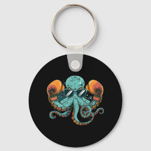 Boxer Octopus Lover Ocean Sea Creature Funny Boxin Keychain