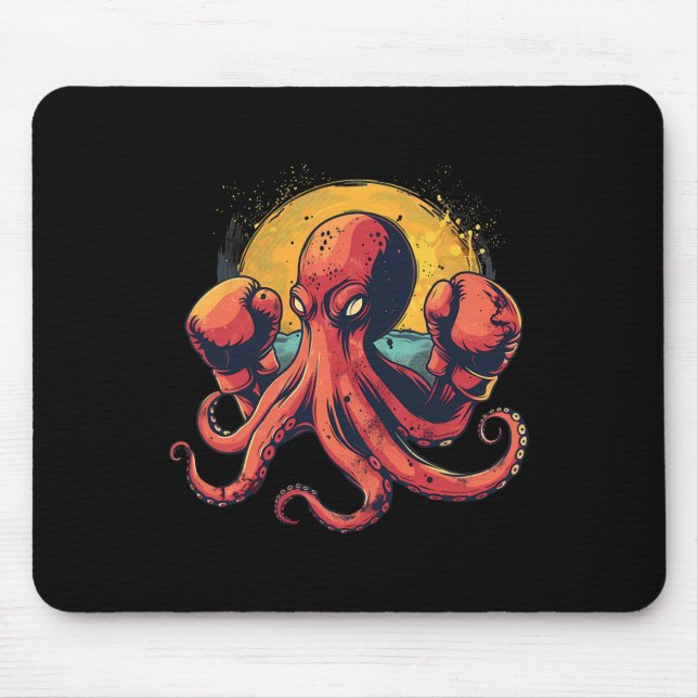 Boxer Octopus Lover Ocean Sea Creature Funny Boxin Mouse Pad (Front)