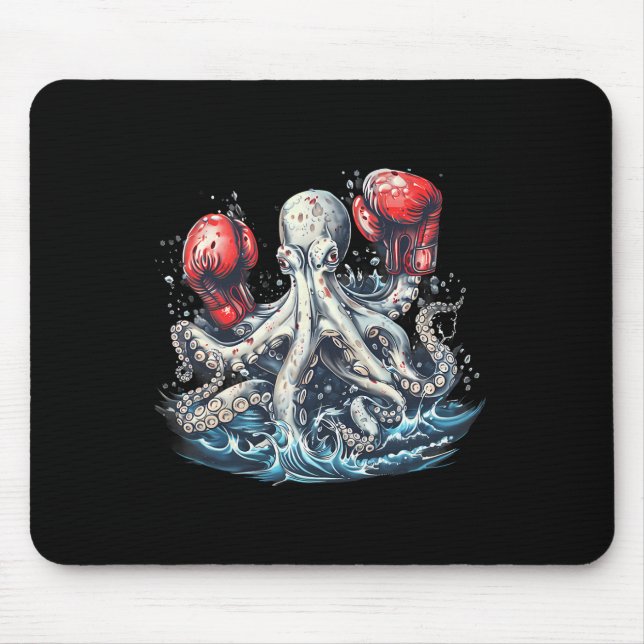 Boxer Octopus Lover Ocean Sea Creature Kickboxing  Mouse Pad (Front)