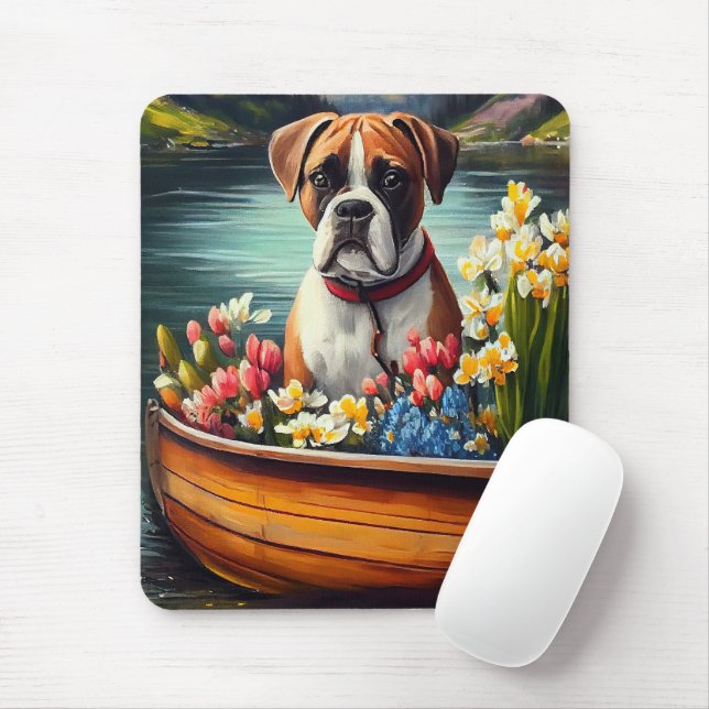 Boxer on a Paddle: A Scenic Adventure Mouse Pad (With Mouse)