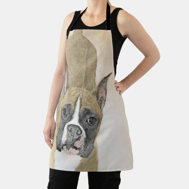 Boxer Painting - Cute Original Dog Art Apron (Insitu)