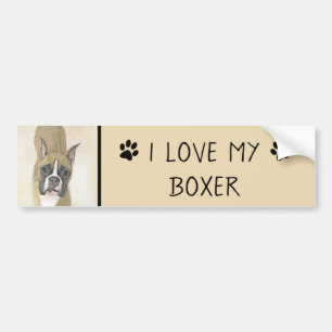 Boxer Painting - Cute Original Dog Art Bumper Sticker