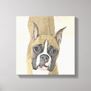 Boxer Painting - Cute Original Dog Art Canvas Print
