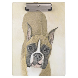 Boxer Painting - Cute Original Dog Art Clipboard