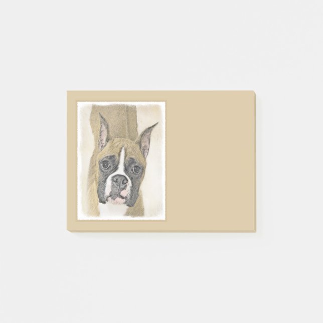 Boxer Painting - Cute Original Dog Art Post-it Notes (Front)