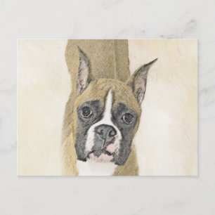 Boxer Painting - Cute Original Dog Art Postcard