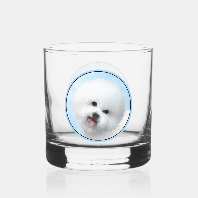 Boxer Painting - Cute Original Dog Art Whiskey Glass (Front)
